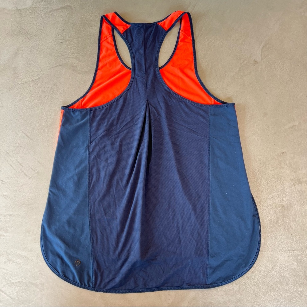 LULULEMON Pump It Up Singlet Mesh Back Racer back tank,‎ Navy & Bright Orange, 6 - Picture 8 of 14